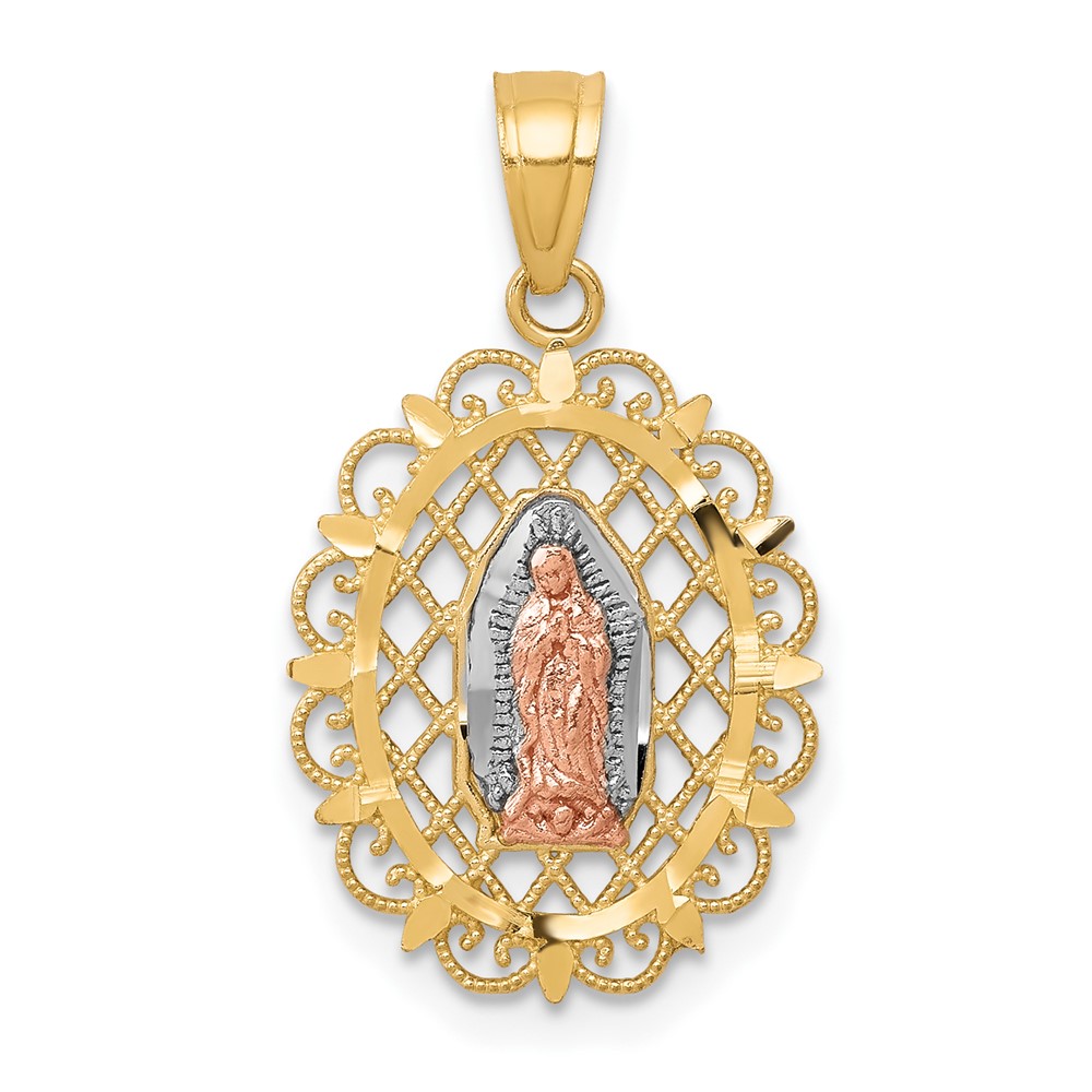10k Two-tone with White Rhodium Our Lady of Guadalupe Pendant (10C1045)