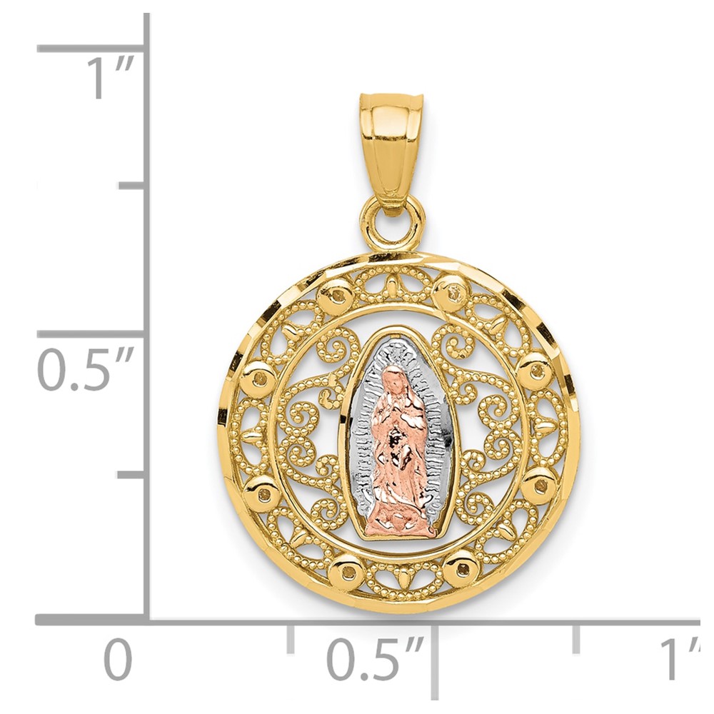 10k Two-tone with White Rhodium Our Lady of Guadalupe Pendant (10C1046)