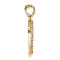 10K Two-tone and White Rhodium CZ Our Lady of Guadalupe Cross Break-apart Heart Pendant view 2