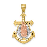 10K Two-tone and White Rhodium Mariner Blessed Mother Pendant view 1