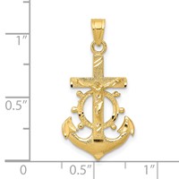 10K Yellow Gold Mariners Crucifix Pendant view 4