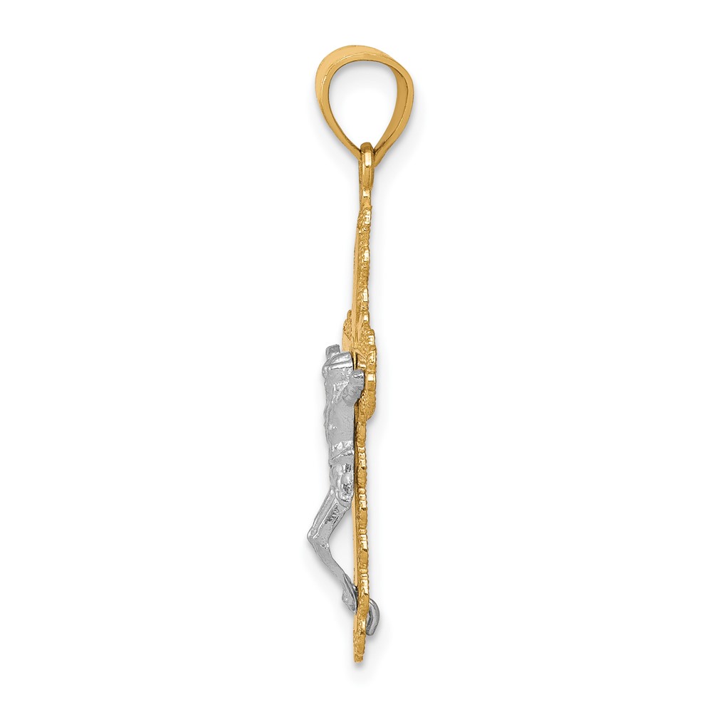 10K w/ Rhodium Filigree Crucifix Pendant (10C1052)