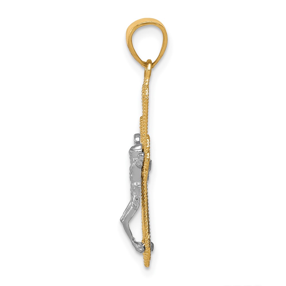 10K w/ Rhodium Filigree Crucifix Pendant (10C1053)