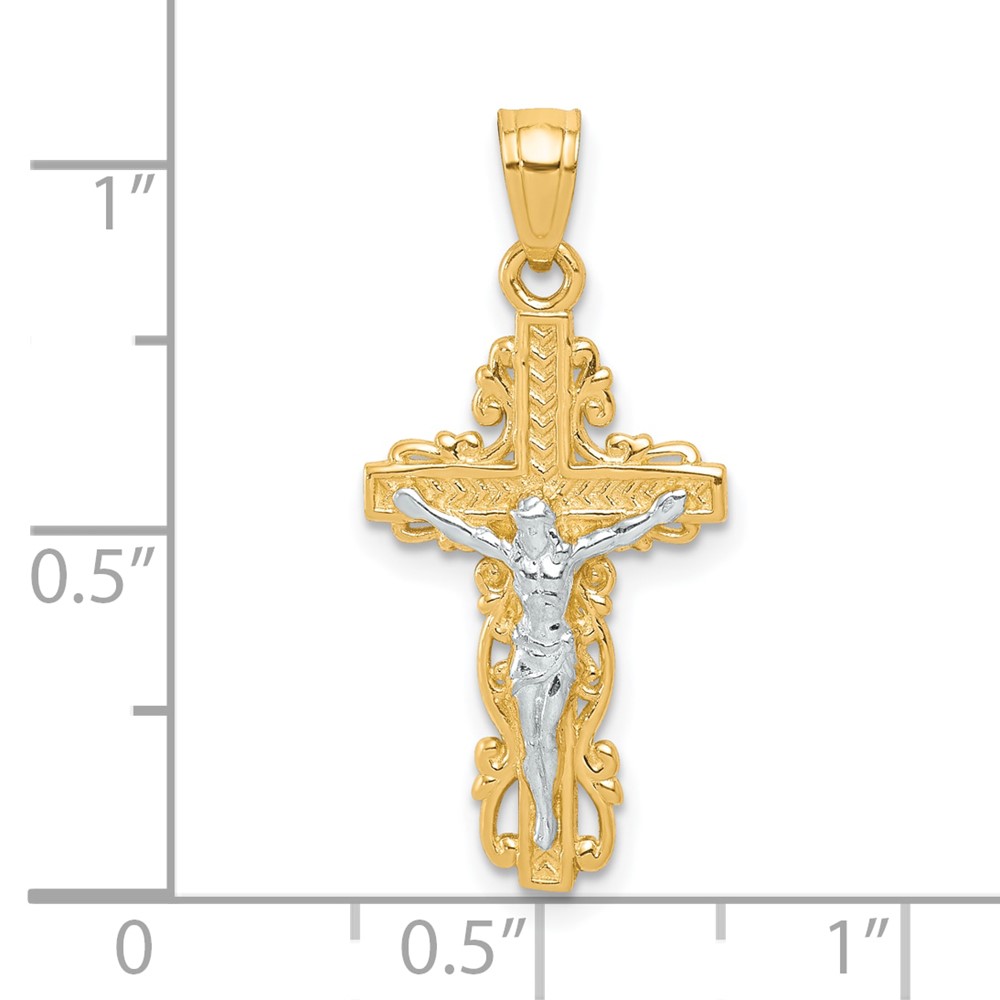10K w/ Rhodium Crucifix Pendant (10C1055)