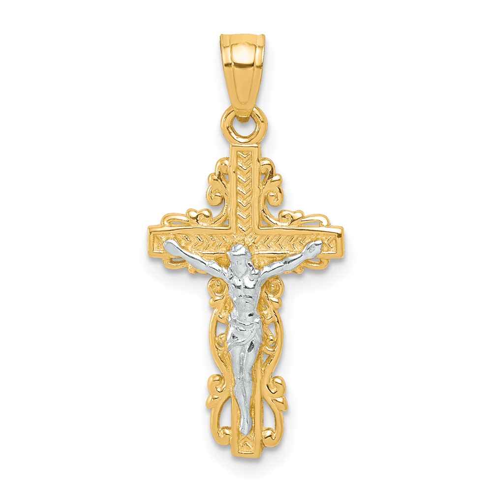 10K w/ Rhodium Crucifix Pendant (10C1055)