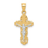10K and White Rhodium Crucifix Pendant view 1