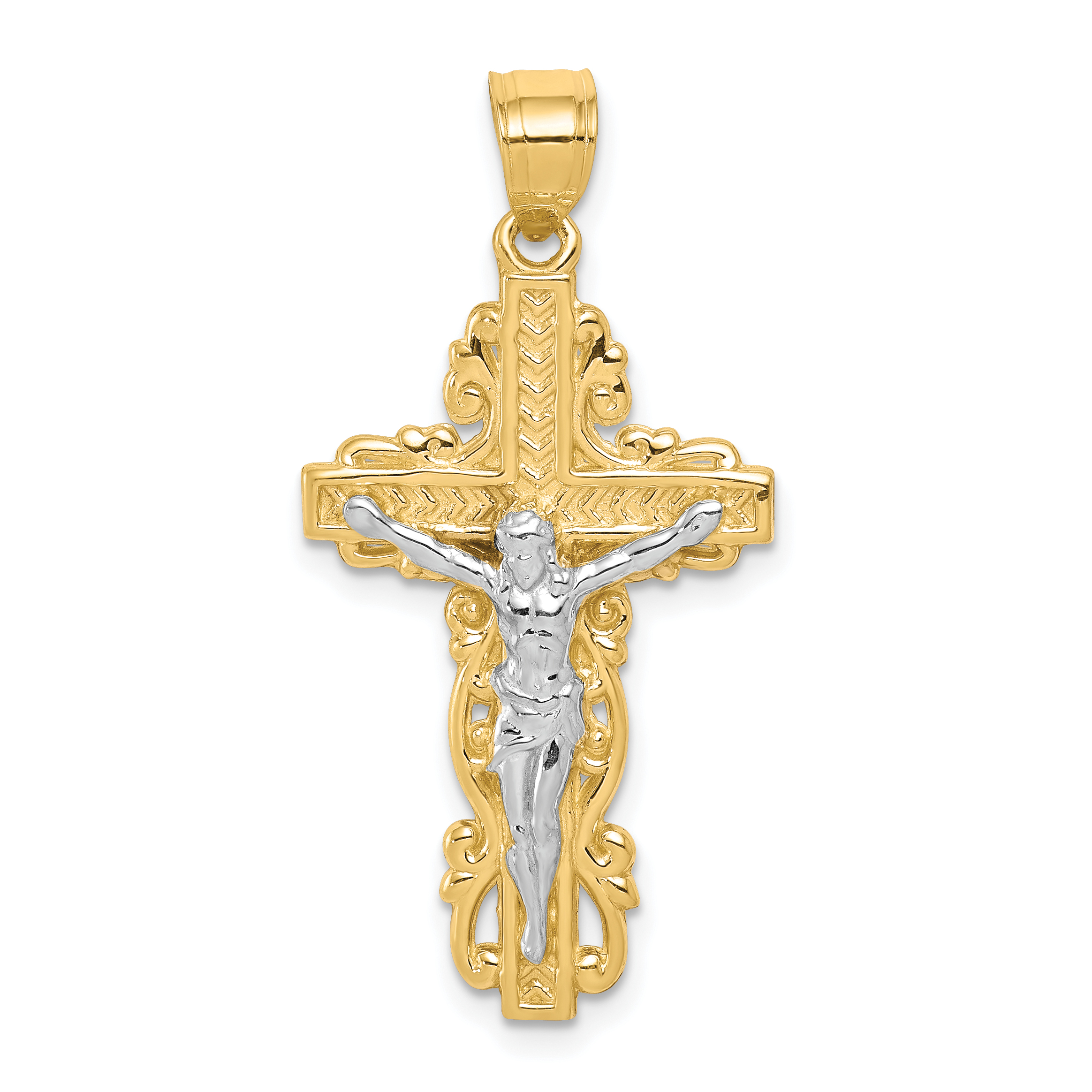 10K w/ Rhodium Crucifix Pendant (10C1056)