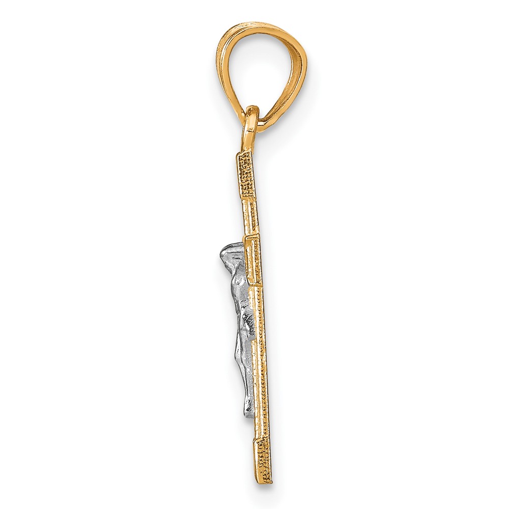 10K w/ Rhodium Small Crucifix Pendant (10C1057)