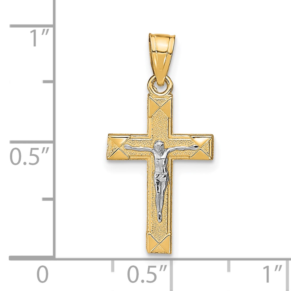 10K w/ Rhodium Small Crucifix Pendant (10C1057)