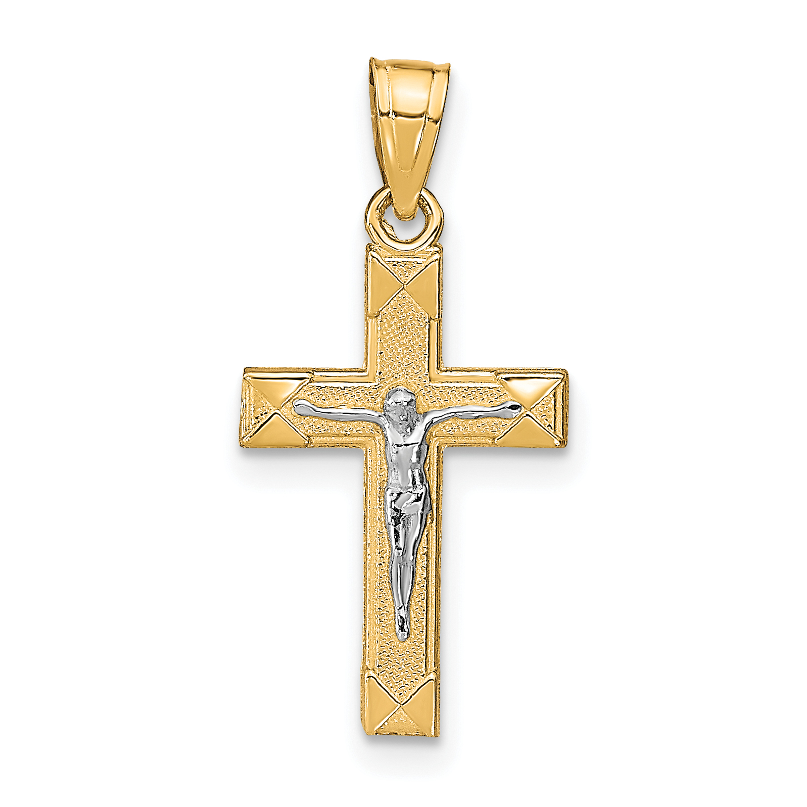 10K w/ Rhodium Small Crucifix Pendant (10C1057)