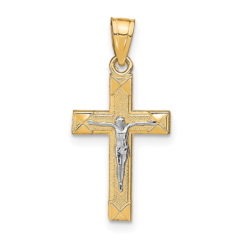 10K w/ Rhodium Small Crucifix Pendant (10C1057)