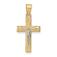 10K and White Rhodium Small Crucifix Pendant view 1