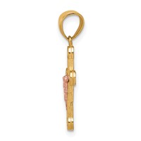 10K Two-tone Yellow and Rose Gold CZ Crucifix Pendant view 2