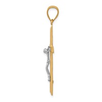 10K and White Rhodium Diamond-Cut Crucifix Pendant view 2