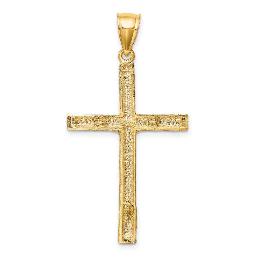 10K w/ Rhodium Diamond-Cut Crucifix Pendant (10C1063)