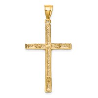 10K and White Rhodium Diamond-Cut Crucifix Pendant view 3