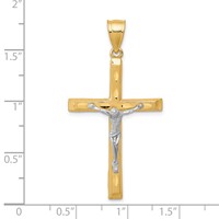 10K and White Rhodium Diamond-Cut Crucifix Pendant view 4