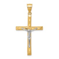 10K and White Rhodium Diamond-Cut Crucifix Pendant view 1