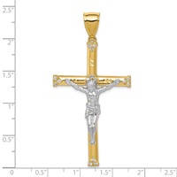 10K and White Rhodium CZ Large Crucifix Pendant view 3