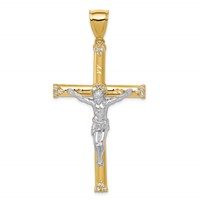 10K and White Rhodium CZ Large Crucifix Pendant view 1