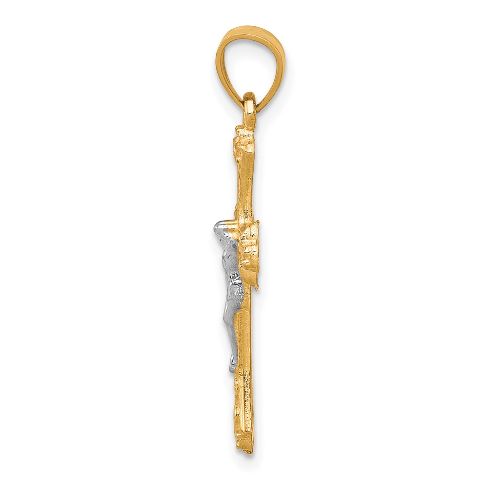 10K w/Rhodium Fleur De Lis Crucifix Pendant (10C1067)