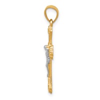 10K and White Rhodium Fleur De Lis Crucifix Pendant view 2