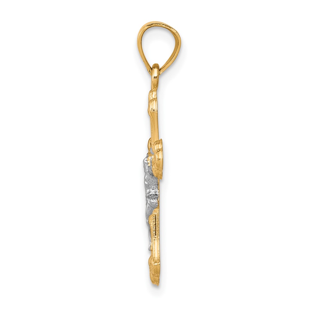 10K w/Rhodium Crucifix Pendant (10C1068)