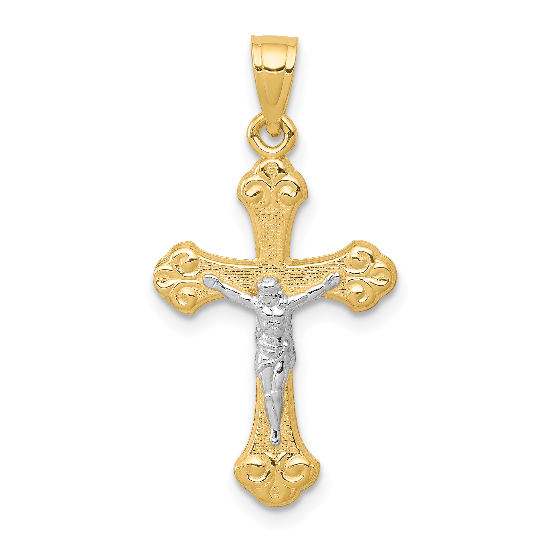 10K w/Rhodium Crucifix Pendant (10C1068)