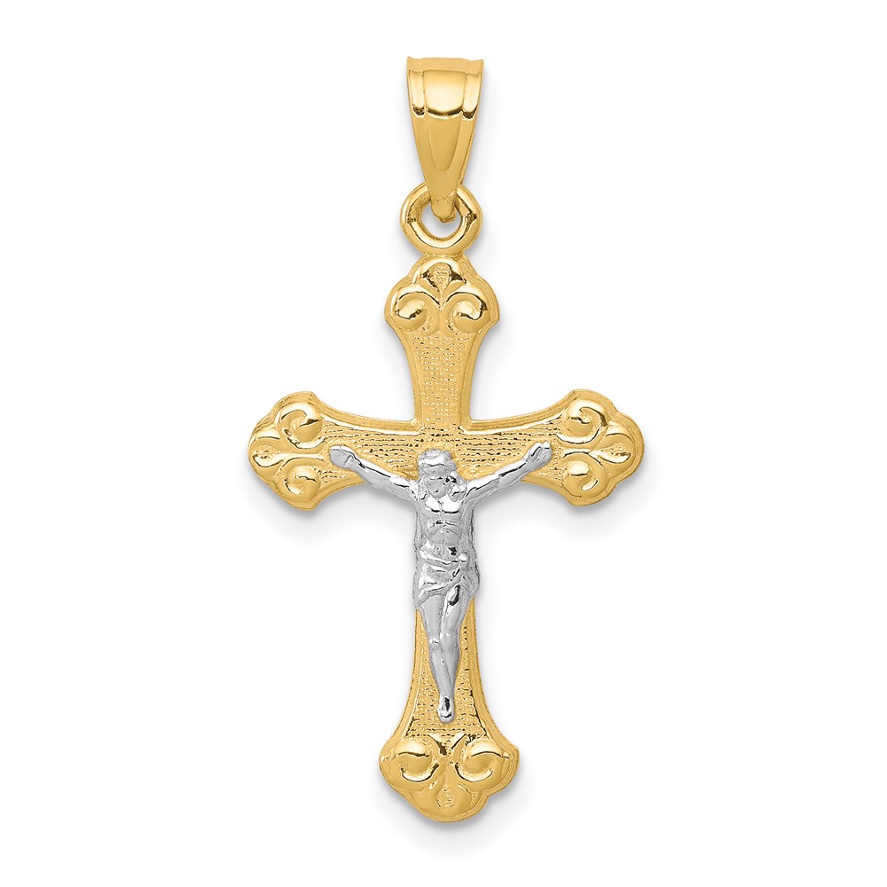 10K w/Rhodium Crucifix Pendant (10C1068)