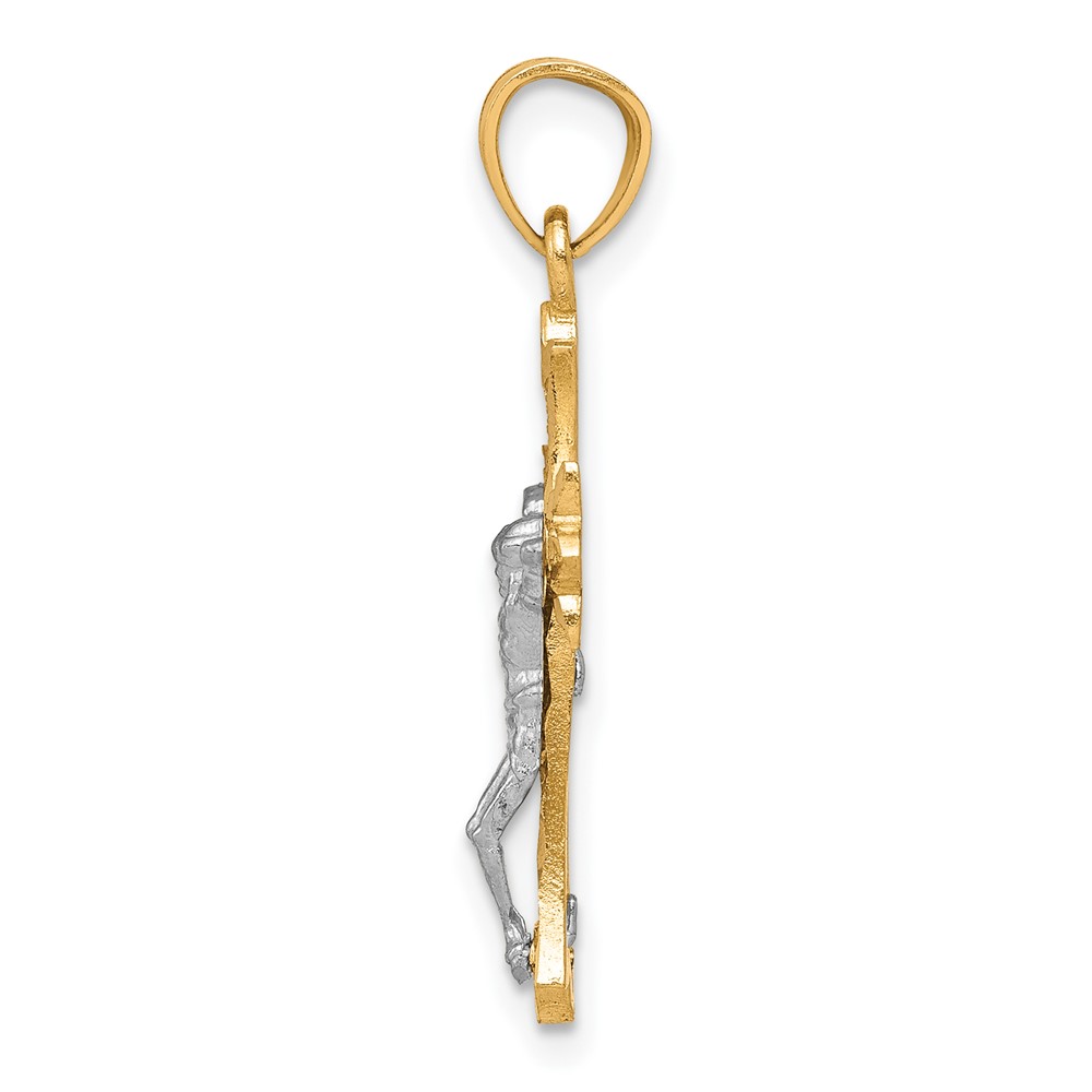 10K w/Rhodium Filigree Crucifix Pendant (10C1071)