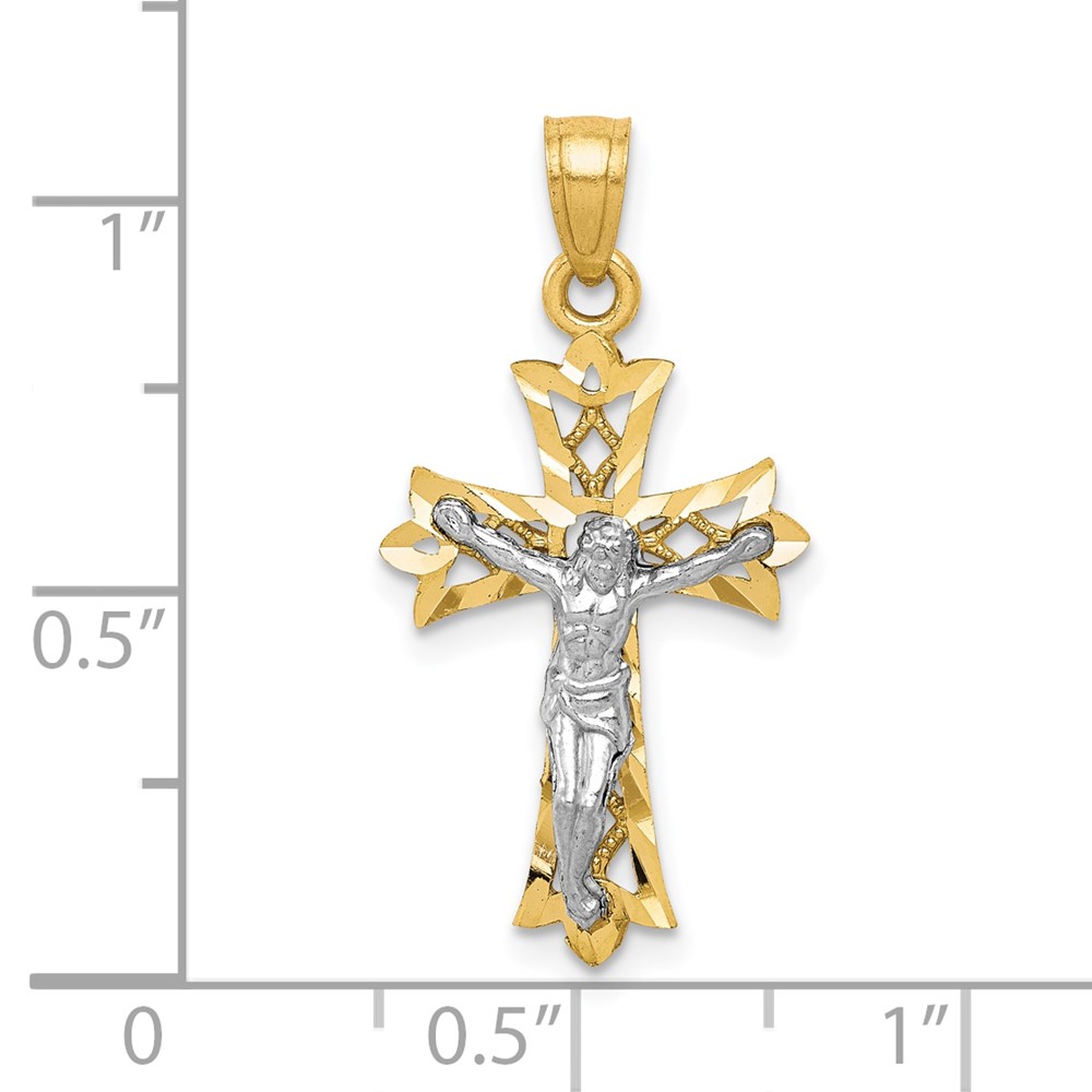 10K w/Rhodium Filigree Crucifix Pendant (10C1071)