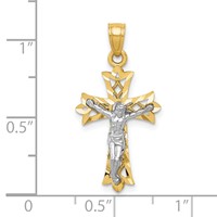 10K and White Rhodium Filigree Crucifix Pendant view 3