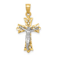 10K and White Rhodium Filigree Crucifix Pendant view 1