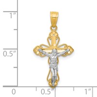 10K and White Rhodium Filigree Crucifix Pendant view 3