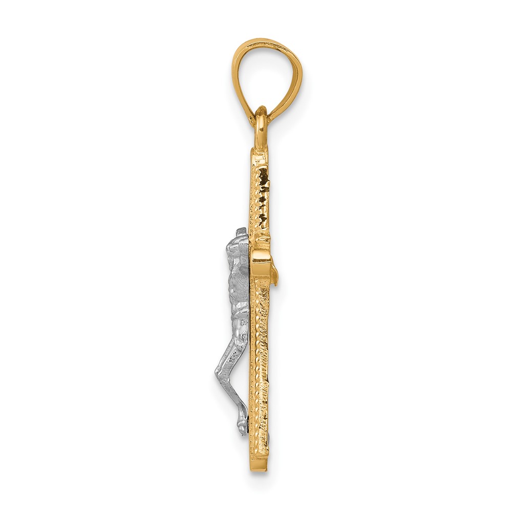 10K w/Rhodium Crucifix Pendant (10C1076)