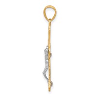 10K and White Rhodium Diamond-Cut Crucifix Pendant view 2