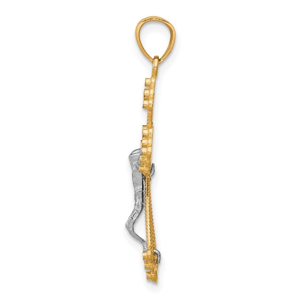 10k & Rhodium Crucifix Pendant (10C1079)