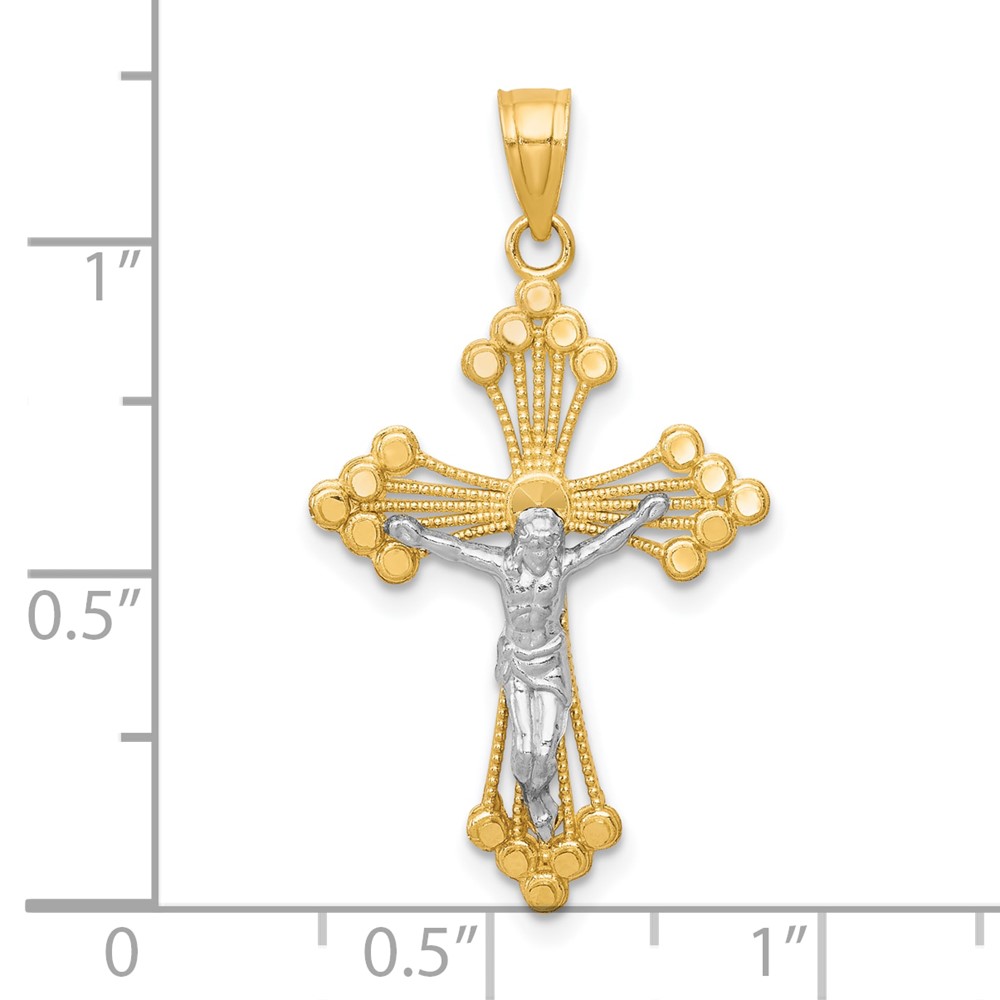 10k & Rhodium Crucifix Pendant (10C1079)