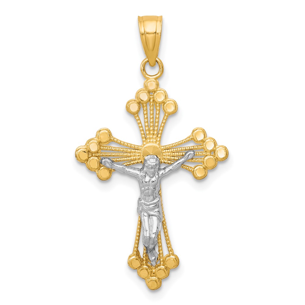 10k & Rhodium Crucifix Pendant (10C1079)