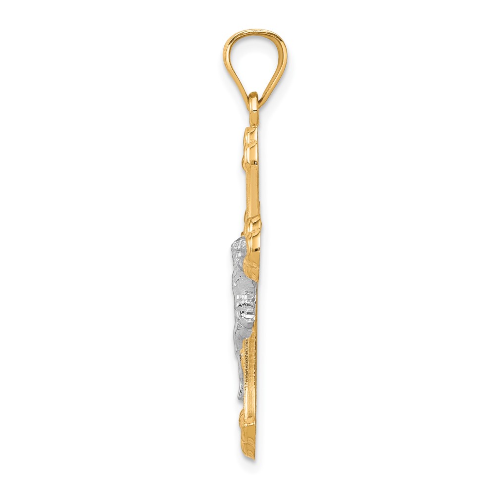 10K w/Rhodium Crucifix Pendant (10C1080)
