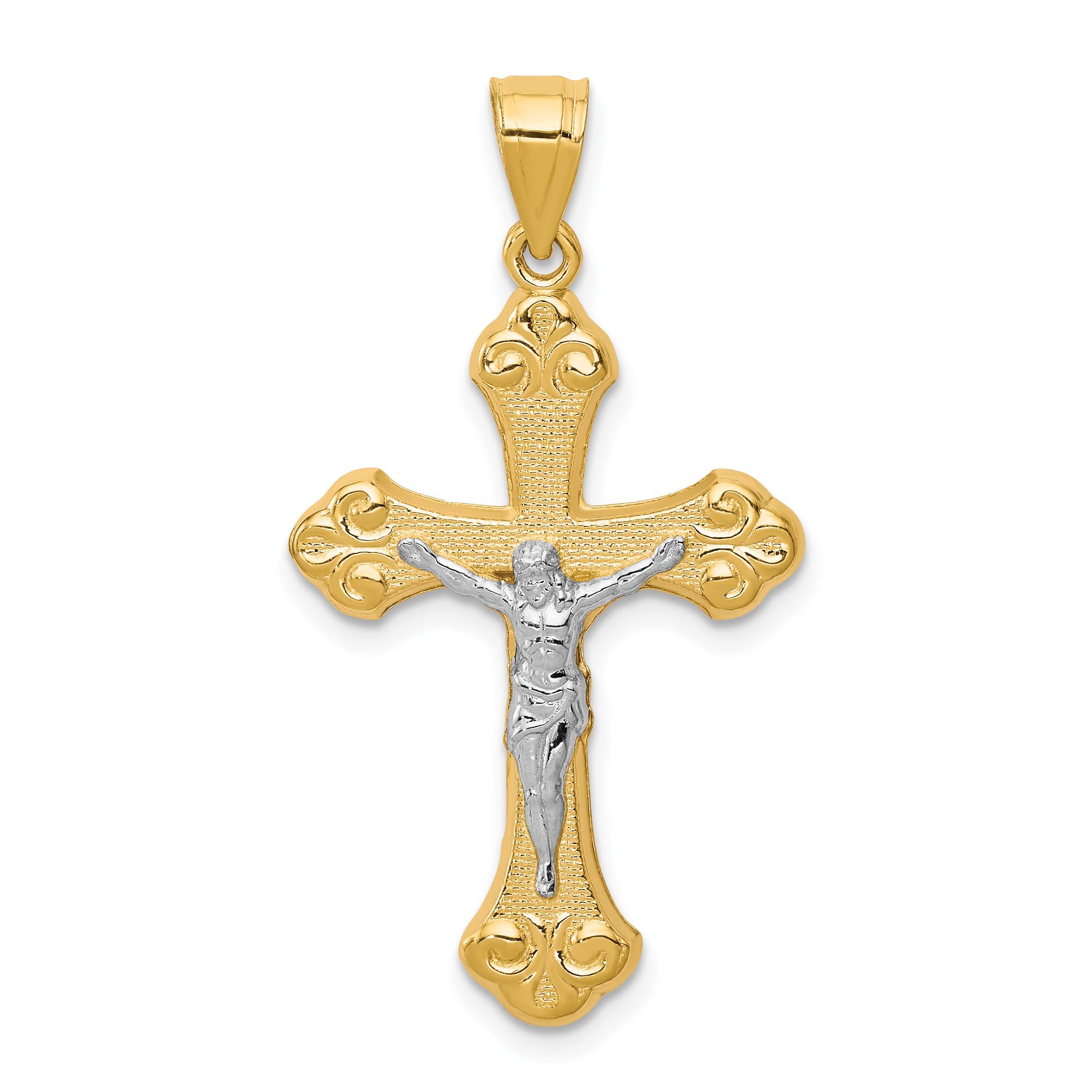 10K w/Rhodium Crucifix Pendant (10C1080)
