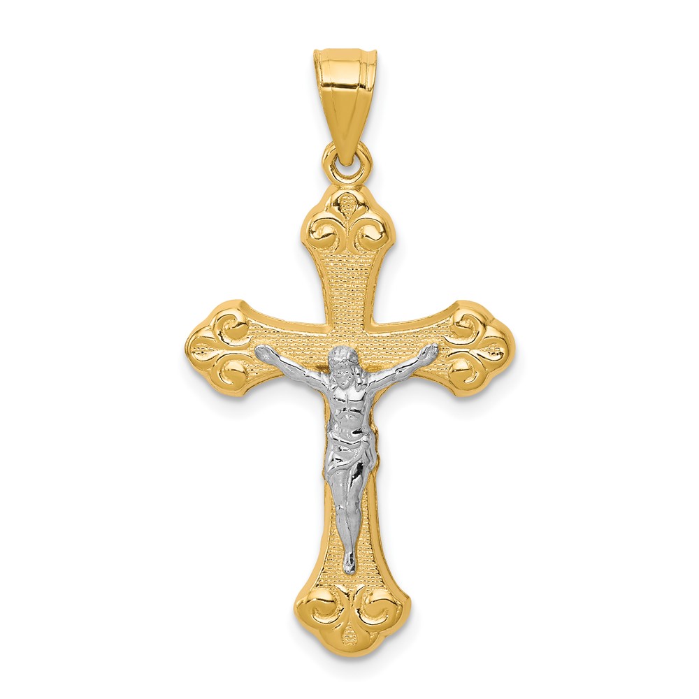 10K w/Rhodium Crucifix Pendant (10C1080)