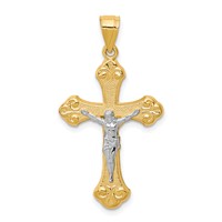 10K and White Rhodium Crucifix Pendant view 1