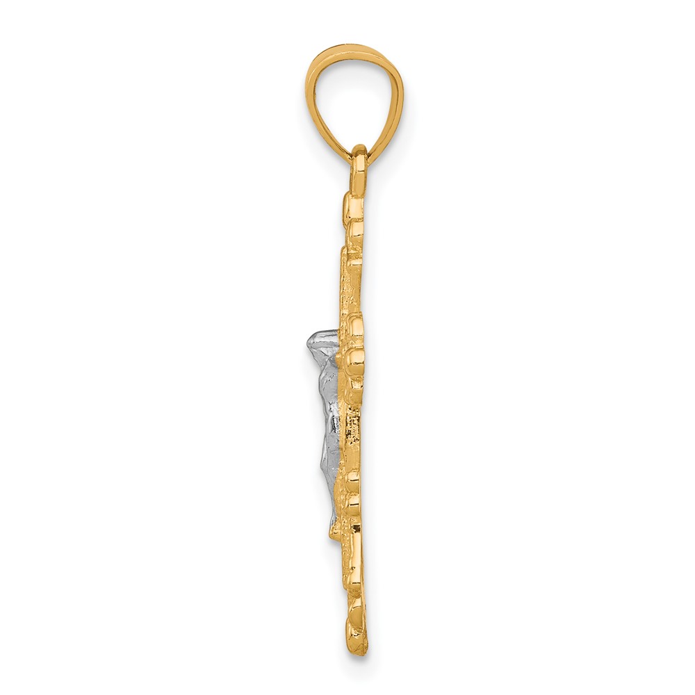 10K w/Rhodium Crucifix Pendant (10C1082)