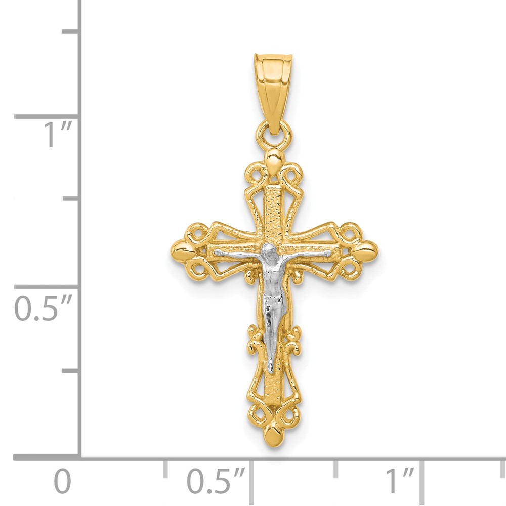 10K w/Rhodium Crucifix Pendant (10C1082)