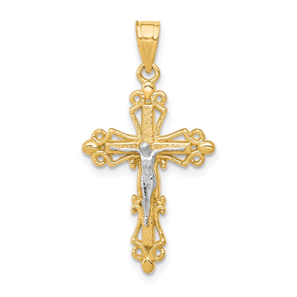 10K w/Rhodium Crucifix Pendant (10C1082)