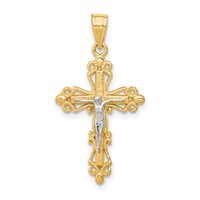 10K and White Rhodium Crucifix Pendant view 1