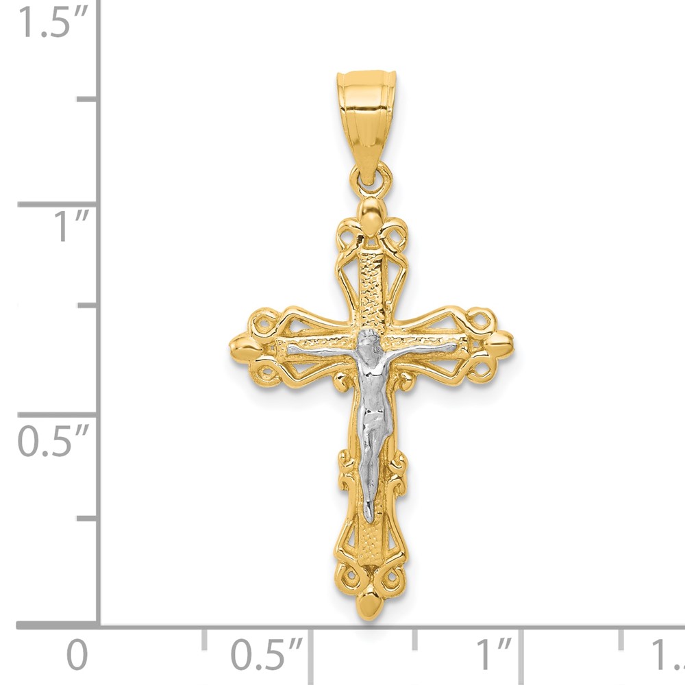 10K w/Rhodium Crucifix Pendant (10C1083)