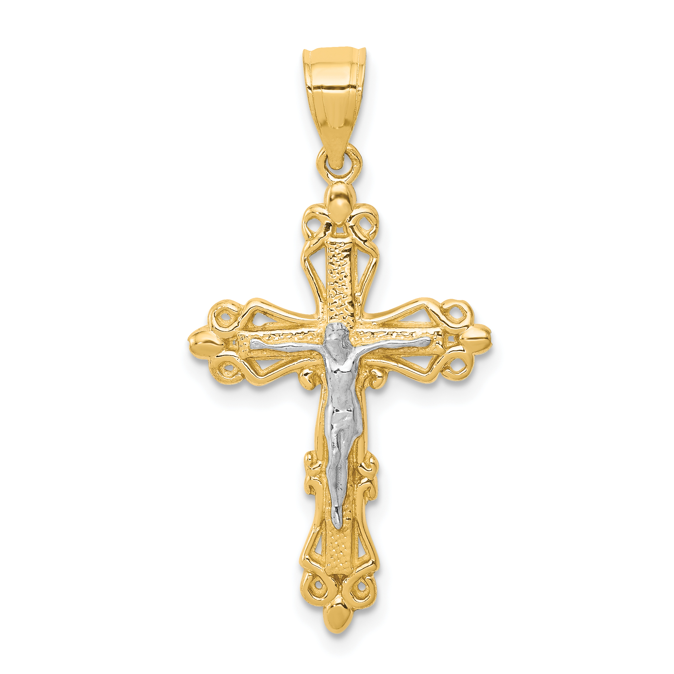 10K w/Rhodium Crucifix Pendant (10C1083)