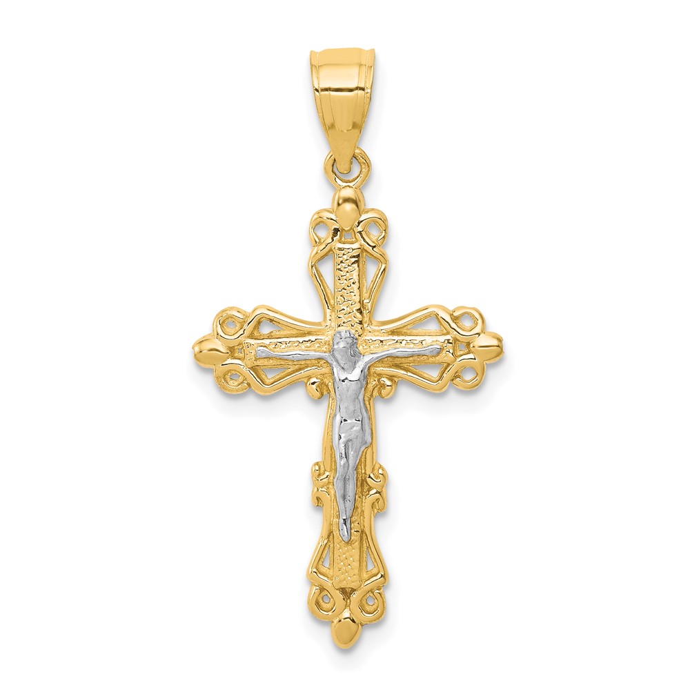 10K w/Rhodium Crucifix Pendant (10C1083)